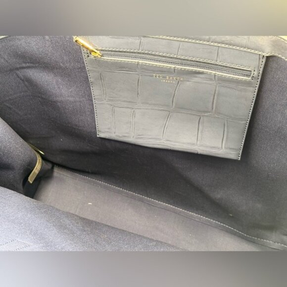 🆕 TED BAKER 🧿 NWOT Allicon Eco Leather Croc Icon Tote Bag, Dark Blue - Picture 8 of 11